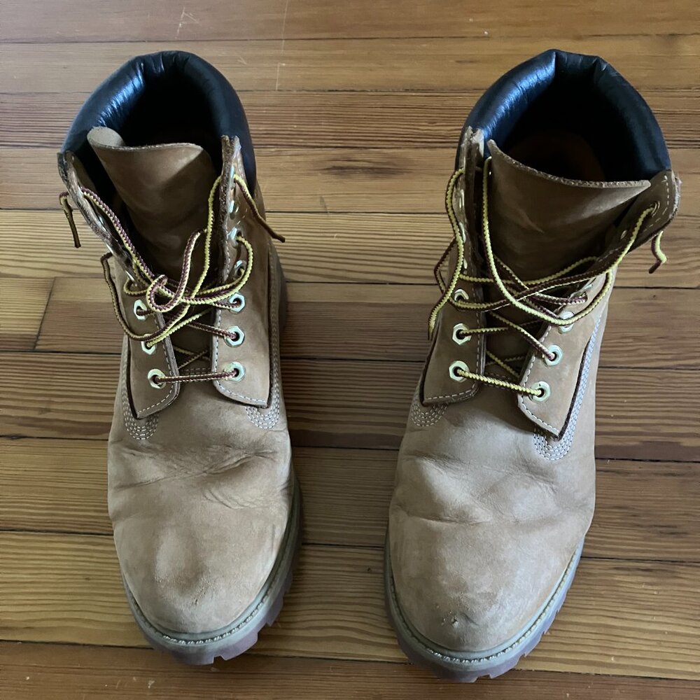 Timberland Men's Tan Leather Boots with Black Collar - Picture 3 of 4